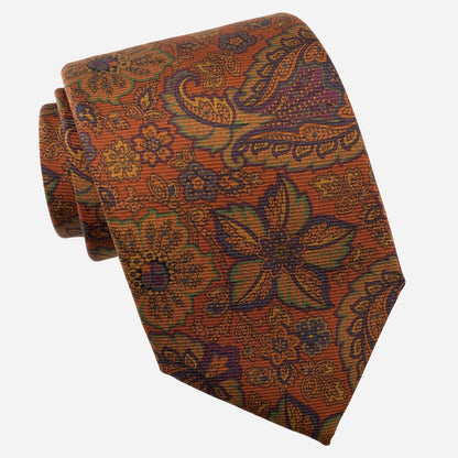 Trevi - Printed Madder Silk Tie - Ginger