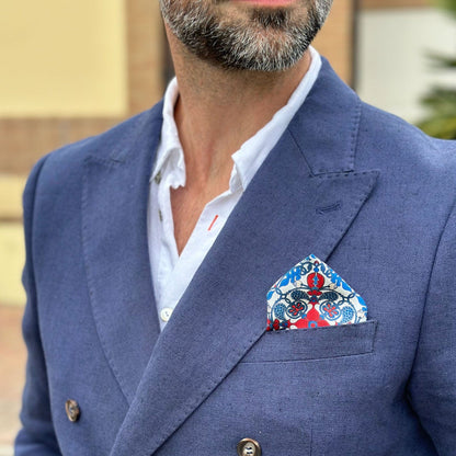 Nebbiolo - Silk Pocket Square - Blue and Red - My Men's Shop