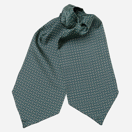 Condotti - Silk Ascot Cravat Tie - Green and Navy - My Men's Shop