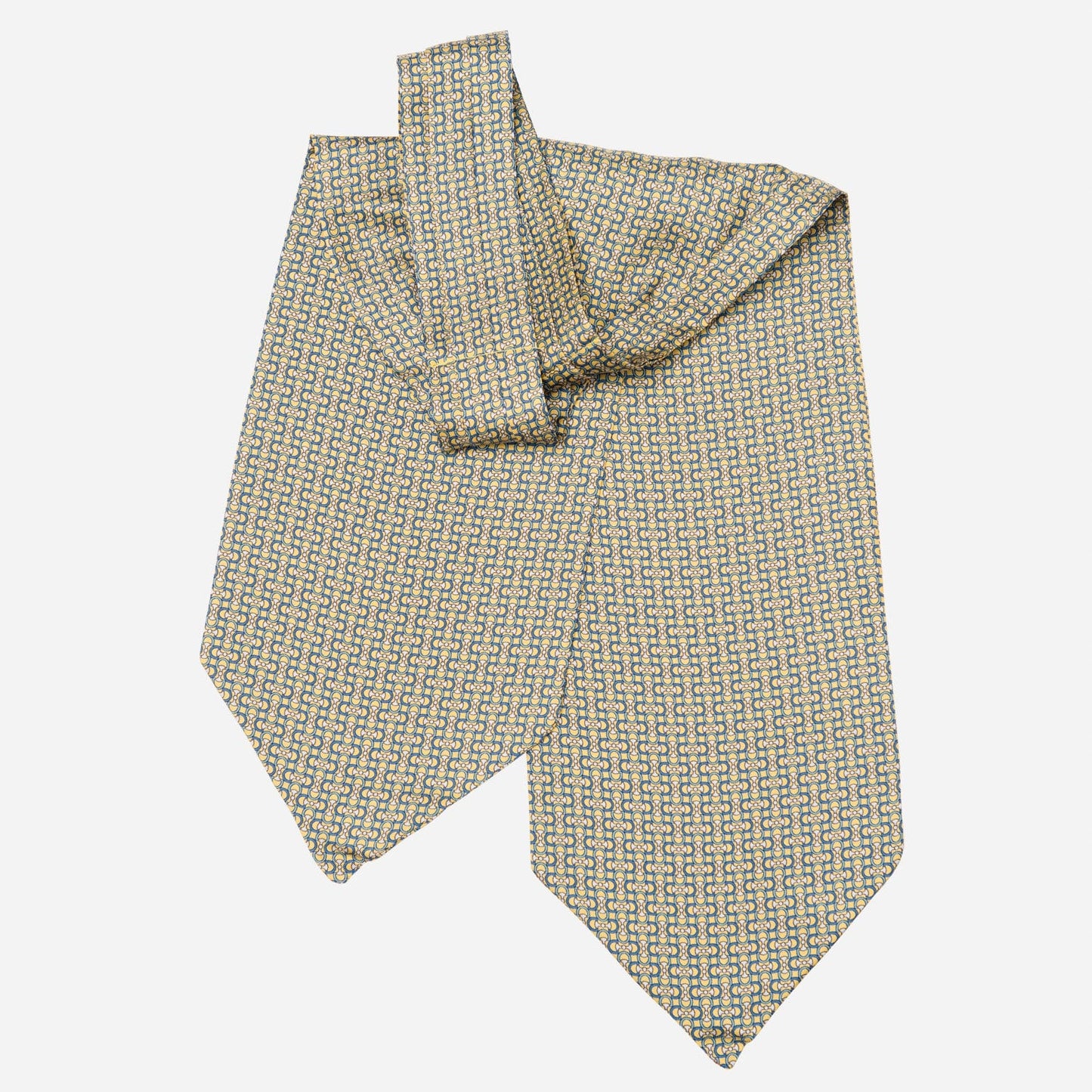 Condotti - Silk Ascot Cravat Tie - Yellow and Blue - My Men's Shop