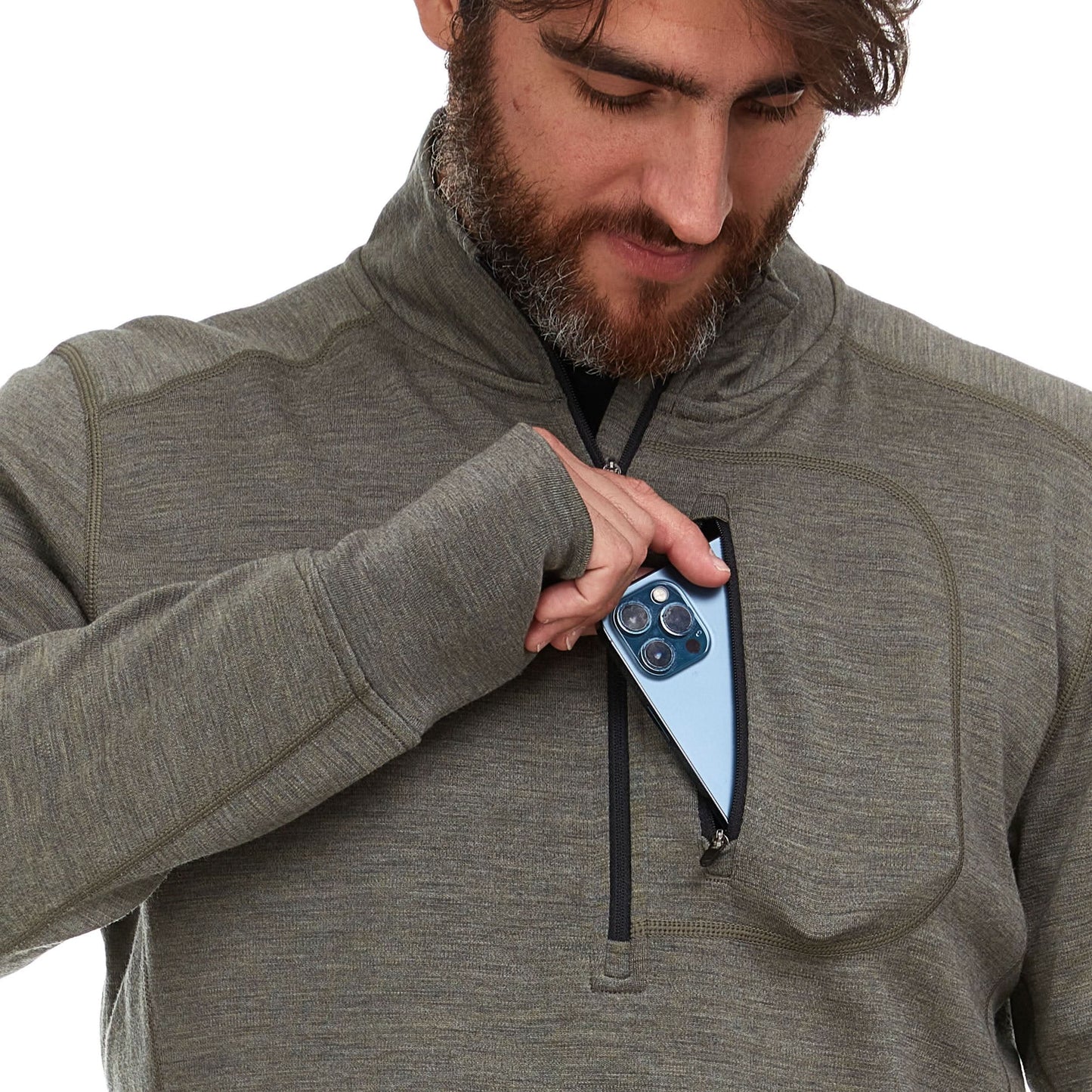 Sudadera de lana merino para hombre con cremallera de 1/4 - 100% Lana Merino