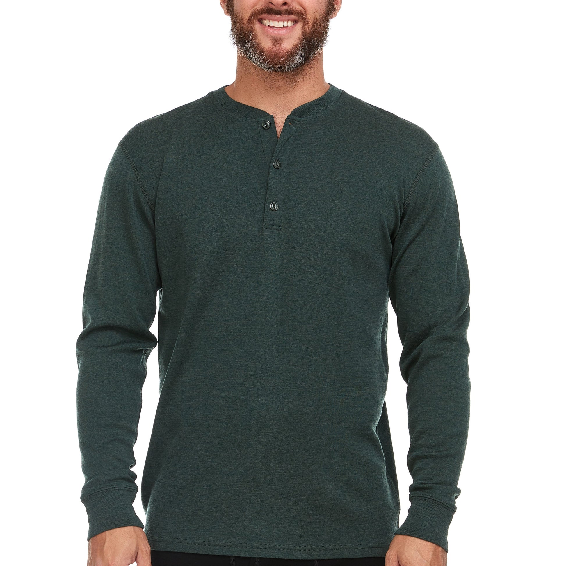 Midweight - Men's Long Sleeve Henley 100% Merino Wool - My Men's Shop