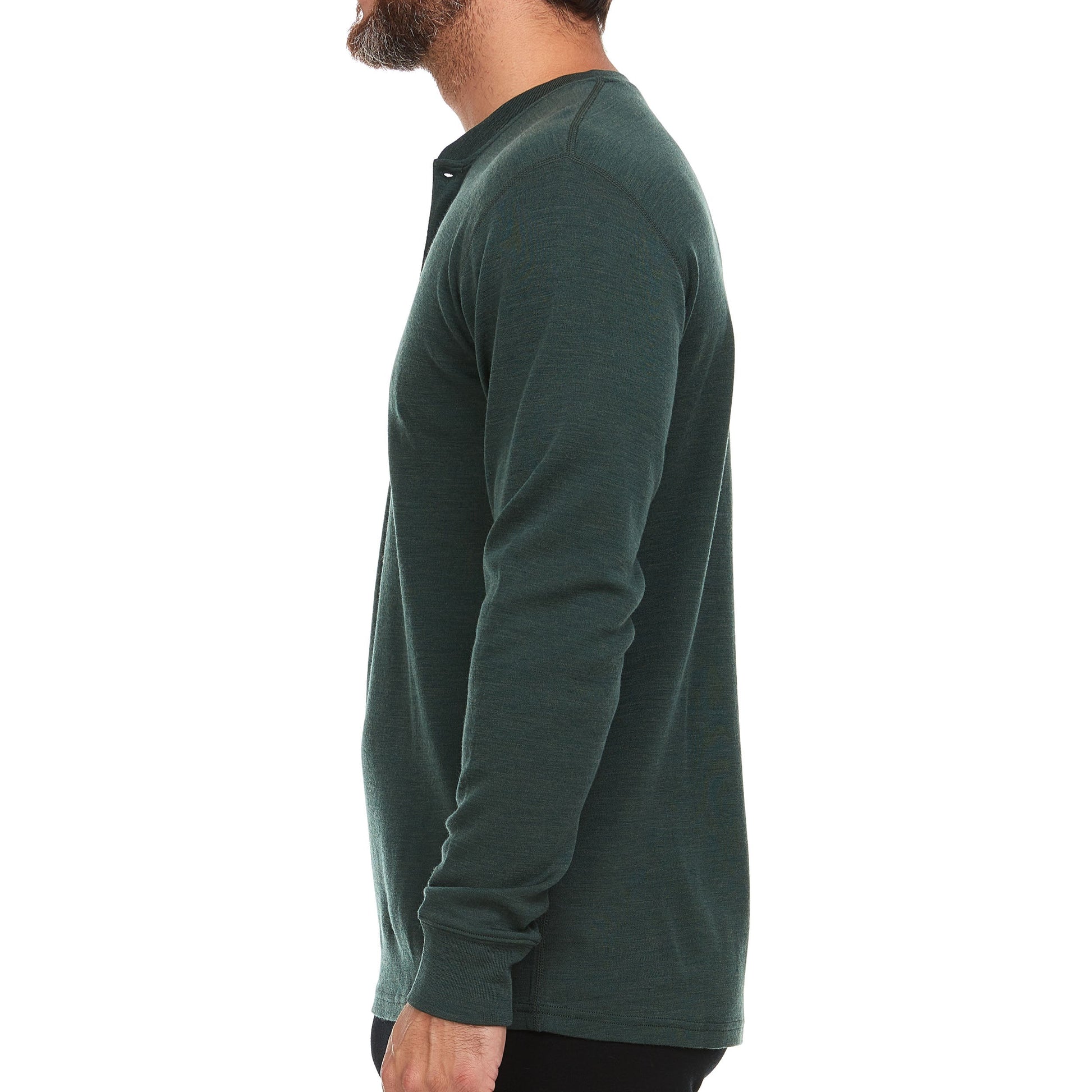 Midweight - Men's Long Sleeve Henley 100% Merino Wool - My Men's Shop