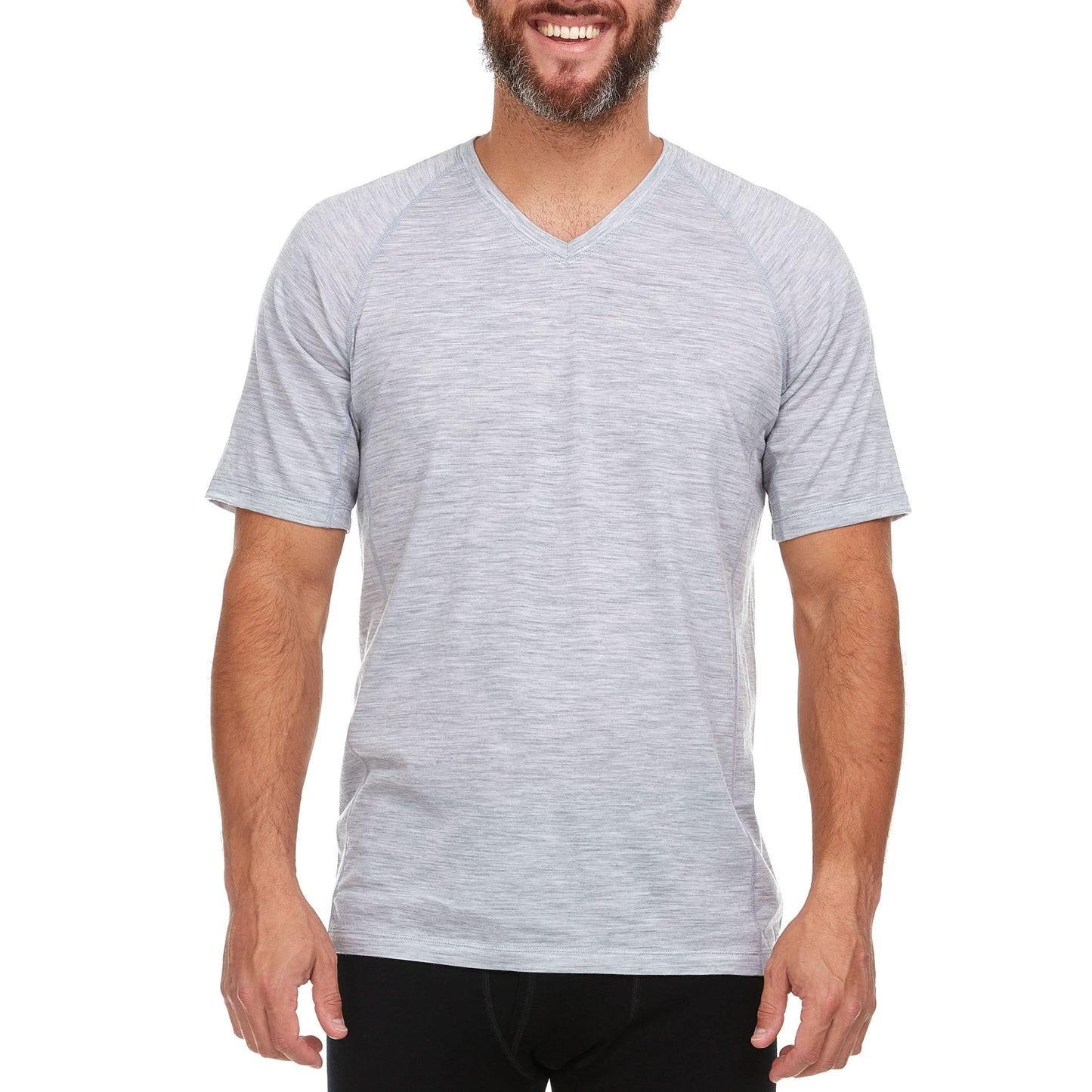Camiseta con cuello de pico de lana merina para hombre - Microweight
