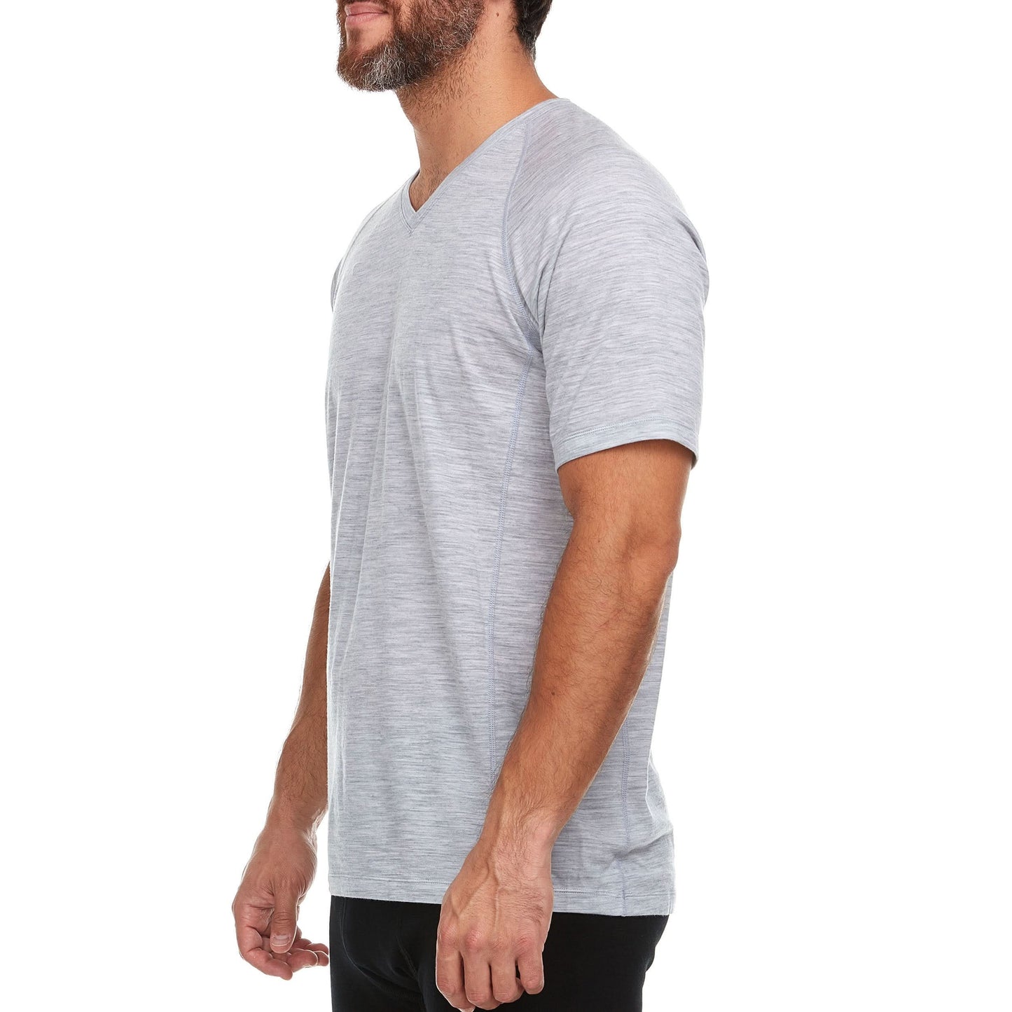Camiseta con cuello de pico de lana merina para hombre - Microweight
