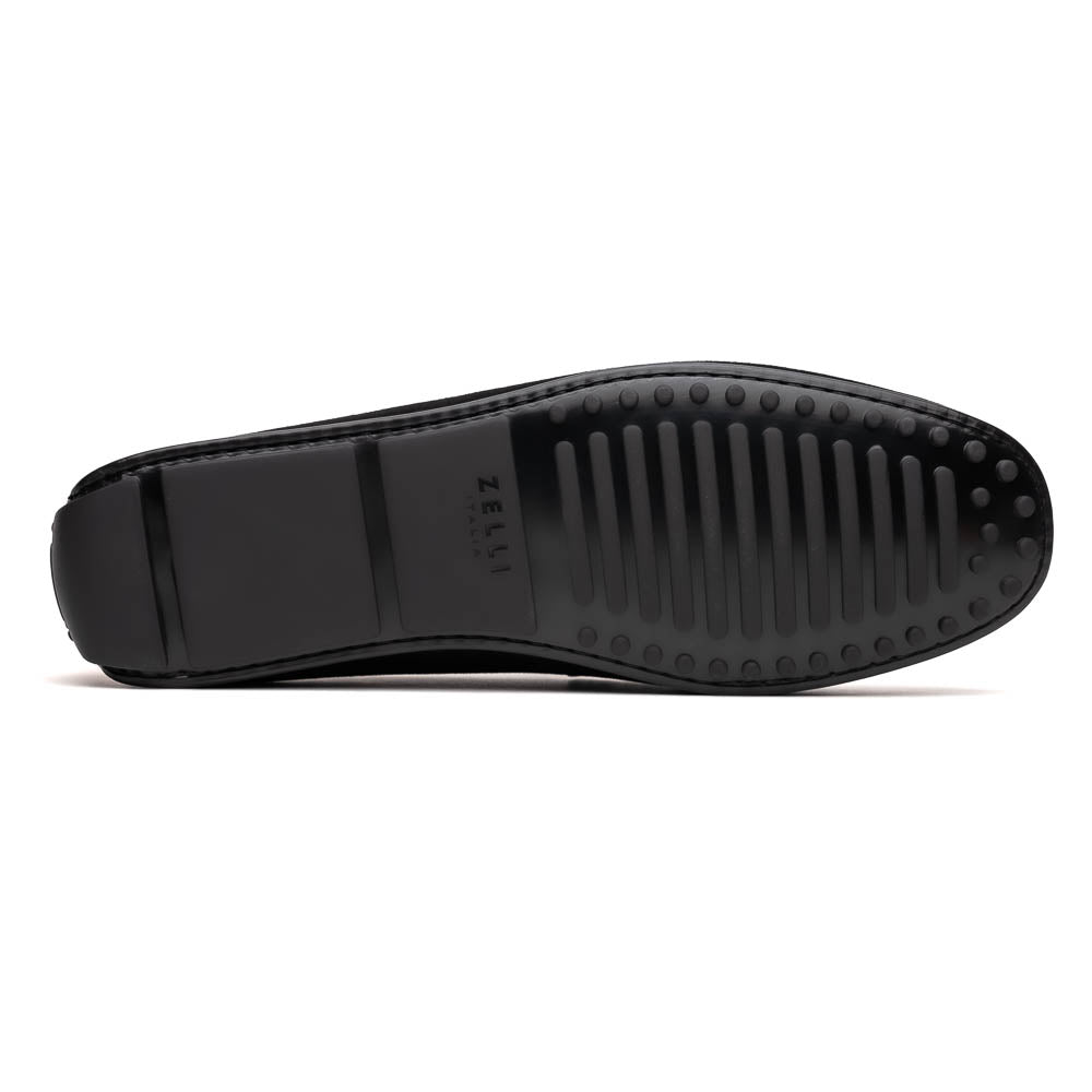 36-300-BLK MONZA Mocasín Piel de Becerro Italiana Afelpada Negro / Castaño