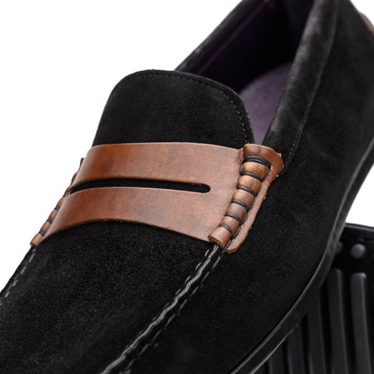 36-300-BLK MONZA Mocasín Piel de Becerro Italiana Afelpada Negro / Castaño