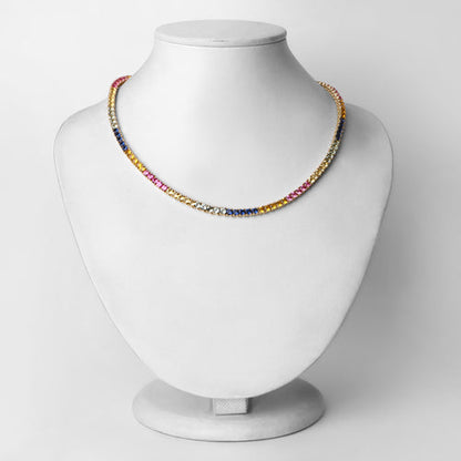 Collar de plata de ley .925 con múltiples zafiros creados de 11,65 quilates