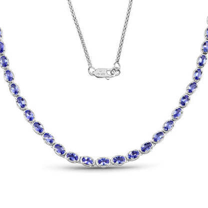 Collar de plata de ley .925 con tanzanita genuina de 10.00 quilates