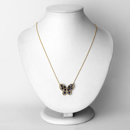 Collar de plata de ley .925 con zafiro azul auténtico de 2.16 quilates y circonitas blancas