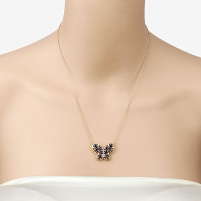 Collar de plata de ley .925 con zafiro azul auténtico de 2.16 quilates y circonitas blancas