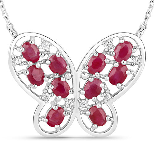 Collar de plata de ley .925 con rubí genuino de 2.36 quilates y circonitas blancas