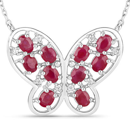 Collar de plata de ley .925 con rubí genuino de 2.36 quilates y circonitas blancas