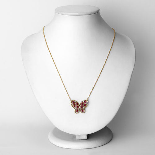 Collar de plata de ley .925 con rubí genuino de 2.36 quilates y circonitas blancas