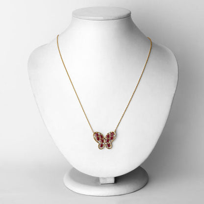 Collar de plata de ley .925 con rubí genuino de 2.36 quilates y circonitas blancas