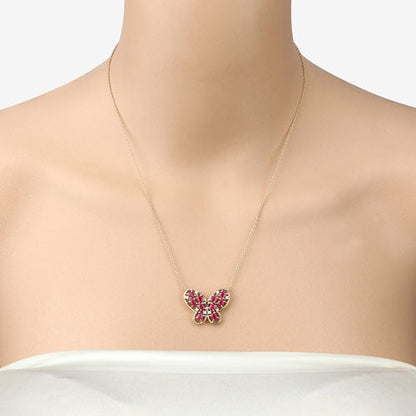 Collar de plata de ley .925 con rubí genuino de 2.36 quilates y circonitas blancas
