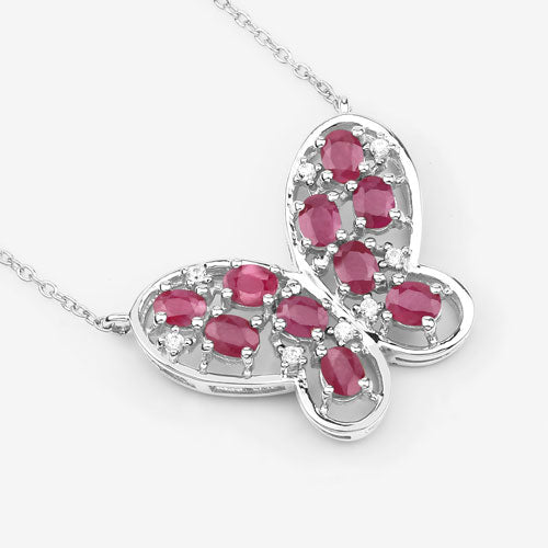 Collar de plata de ley .925 con rubí genuino de 2.36 quilates y circonitas blancas