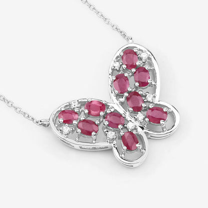 Collar de plata de ley .925 con rubí genuino de 2.36 quilates y circonitas blancas