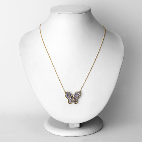 Collar de plata de ley .925 con tanzanita auténtica de 1.86 quilates y circonita blanca