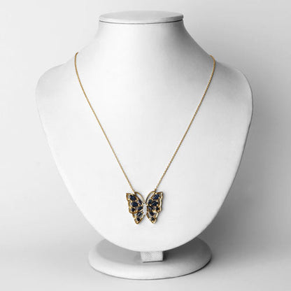 Collar de plata de ley .925 con zafiro azul auténtico de 2,94 quilates y circonita blanca