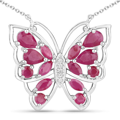 Collar de plata de ley .925 con rubí auténtico de 2.88 quilates y circonita blanca