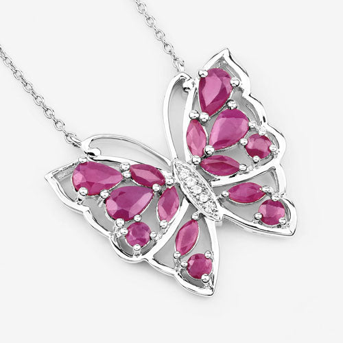Collar de plata de ley .925 con rubí auténtico de 2.88 quilates y circonita blanca