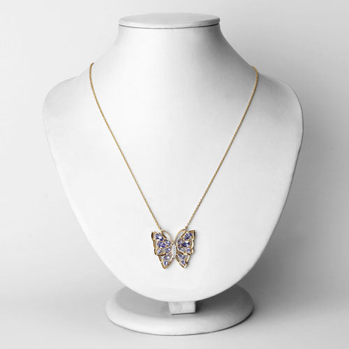 Collar de plata de ley .925 con tanzanita y circonita blanca genuinas de 2,76 quilates
