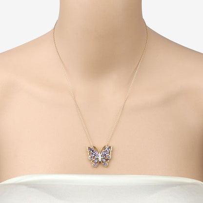 Collar de plata de ley .925 con tanzanita y circonita blanca genuinas de 2,76 quilates