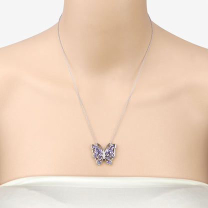 Collar de plata de ley .925 con tanzanita y circonita blanca genuinas de 2,76 quilates