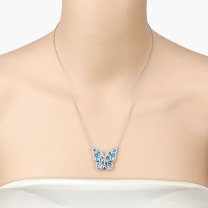 Collar de plata de ley .925 con topacio azul suizo auténtico de 5,54 quilates