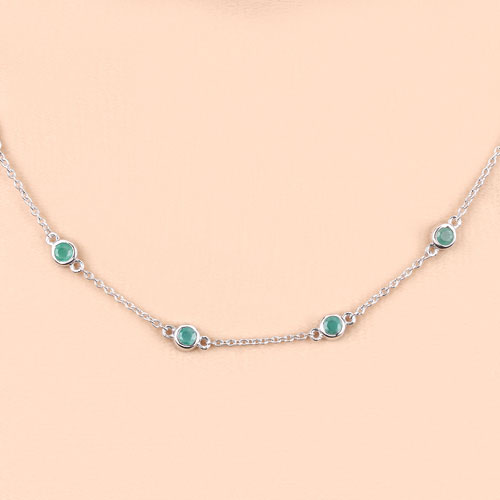 Collar de plata de ley .925 con esmeralda auténtica de 1.80 quilates
