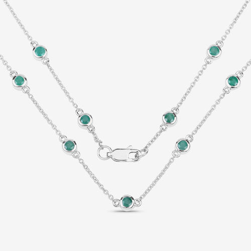 Collar de plata de ley .925 con esmeralda auténtica de 1.80 quilates