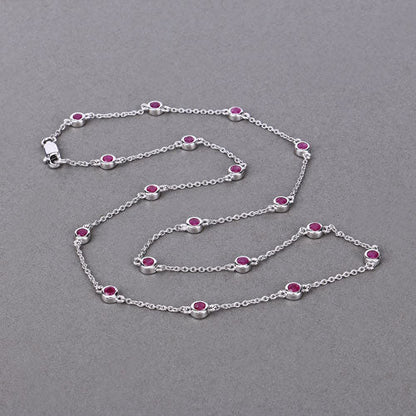 Collar de plata de ley .925 con rubí auténtico de 2,34 quilates