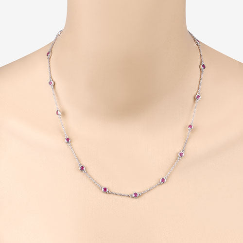 Collar de plata de ley .925 con rubí auténtico de 2,34 quilates