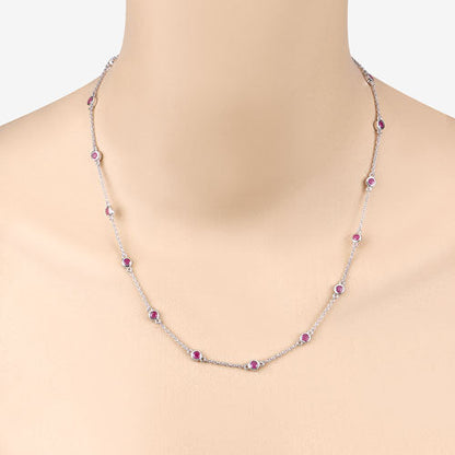 Collar de plata de ley .925 con rubí auténtico de 2,34 quilates