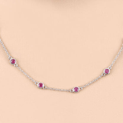 Collar de plata de ley .925 con rubí auténtico de 2,34 quilates