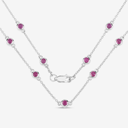 Collar de plata de ley .925 con rubí auténtico de 2,34 quilates
