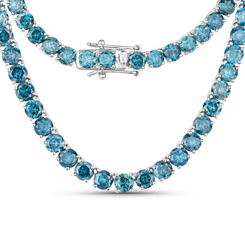 Collar de oro blanco de 14 quilates con diamante azul auténtico de 33,24 quilates