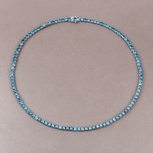Collar de oro blanco de 14 quilates con diamante azul auténtico de 33,24 quilates
