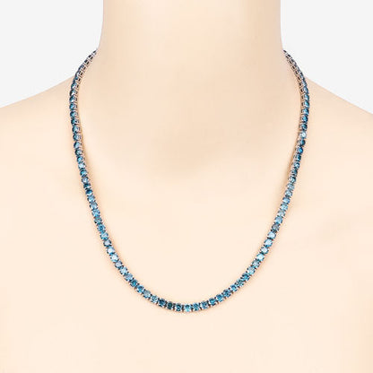 Collar de oro blanco de 14 quilates con diamante azul auténtico de 33,24 quilates