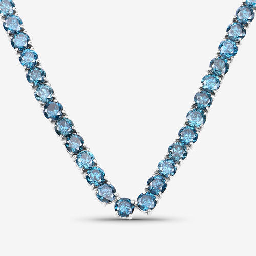 Collar de oro blanco de 14 quilates con diamante azul auténtico de 33,24 quilates