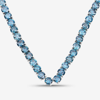 Collar de oro blanco de 14 quilates con diamante azul auténtico de 33,24 quilates