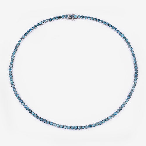 Collar de oro blanco de 14 quilates con diamante azul auténtico de 33,24 quilates