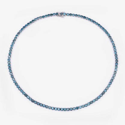 Collar de oro blanco de 14 quilates con diamante azul auténtico de 33,24 quilates