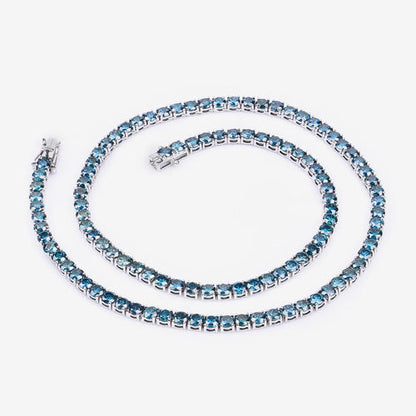 Collar de oro blanco de 14 quilates con diamante azul auténtico de 33,24 quilates