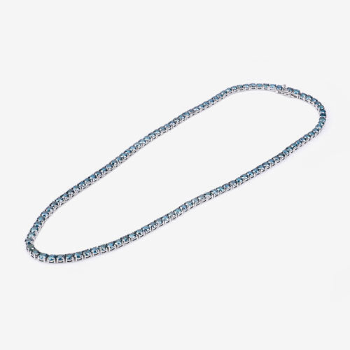 Collar de oro blanco de 14 quilates con diamante azul auténtico de 33,24 quilates