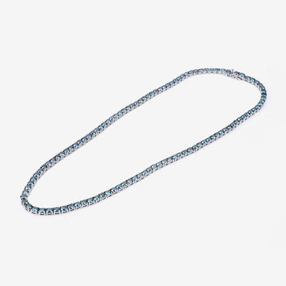 Collar de oro blanco de 14 quilates con diamante azul auténtico de 33,24 quilates