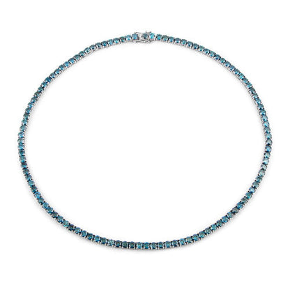 Collar de oro blanco de 14 quilates con diamante azul auténtico de 33,24 quilates