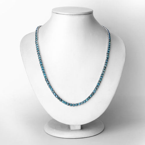 Collar de oro blanco de 14 quilates con diamante azul auténtico de 33,24 quilates