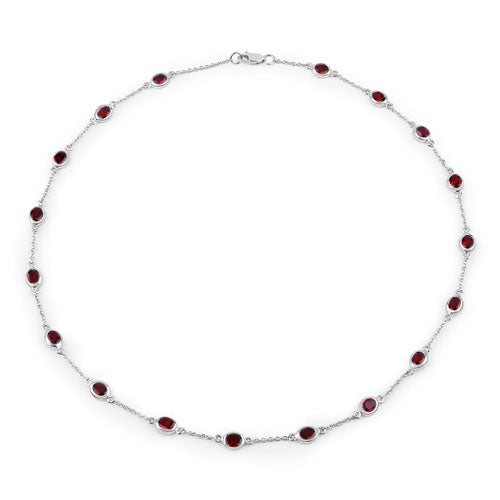 Collar de plata de ley .925 con granate genuino de 8.10 quilates